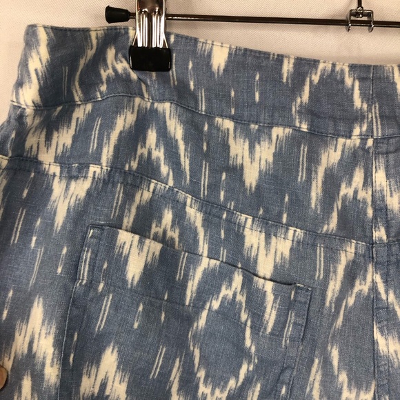 Chico’s Linen Pant Trouser Flame Stitch Pattern Loose Fit Zip Front Pockets - Picture 5 of 12